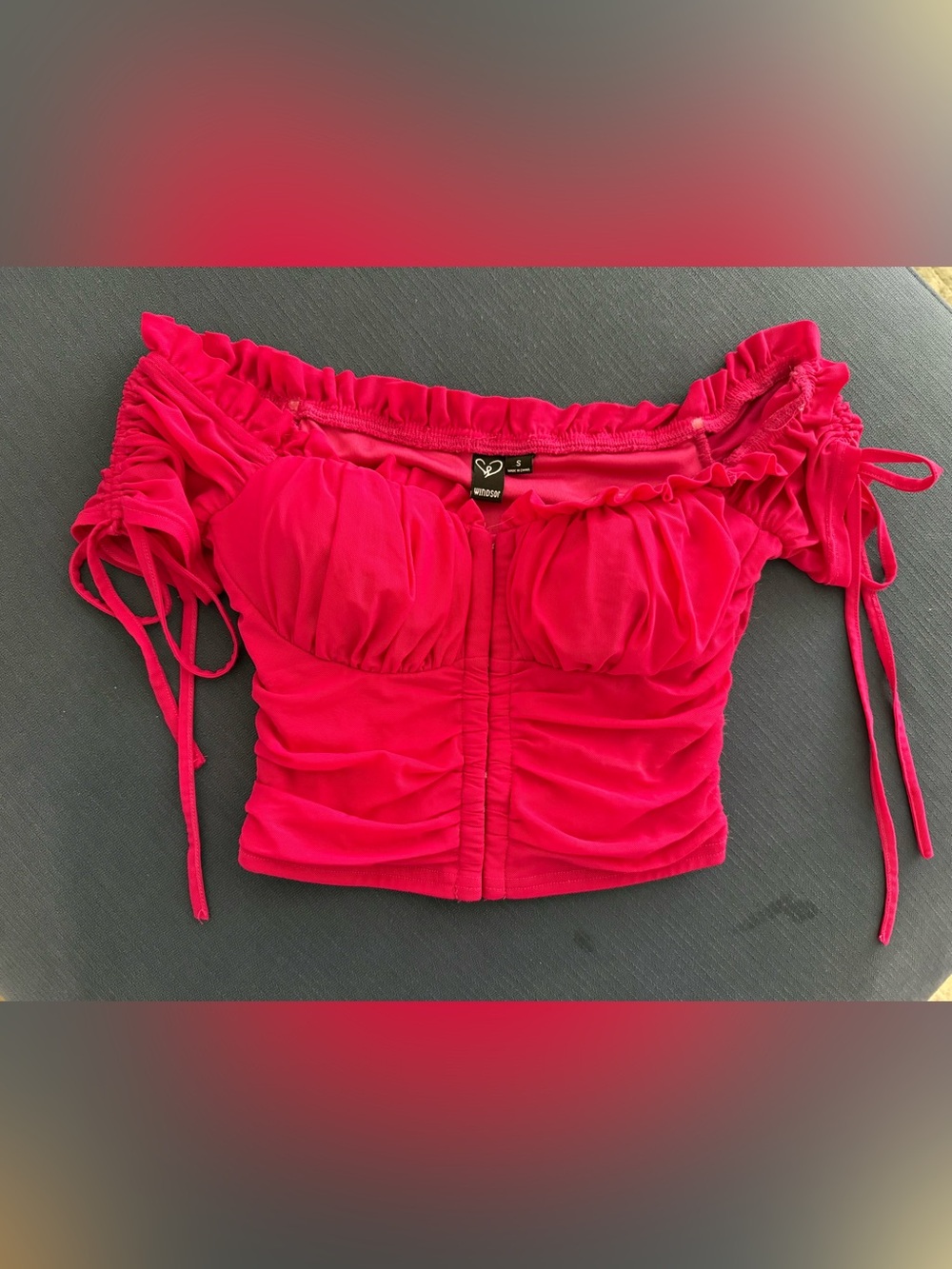 Windsor Hooked In Ruched Crop Top - Picture 2 of 6